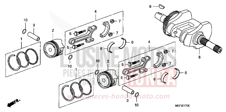 KURBELWELLE/KOLBEN von SW-T400 ABS PEARL SUNBEAM WHITE (NHA66) von 2009